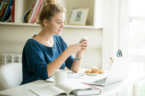 Young woman researching LASIK