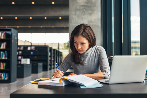 Young woman researching LASIK Eye Surgery