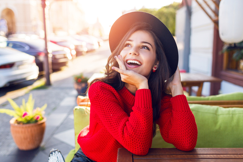 Woman outside smiling