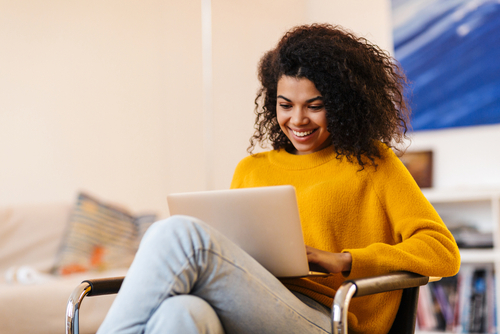 woman using laptop 