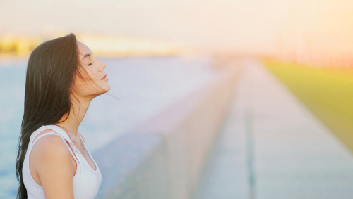 calm woman outside