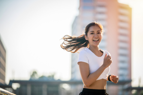 woman running outside